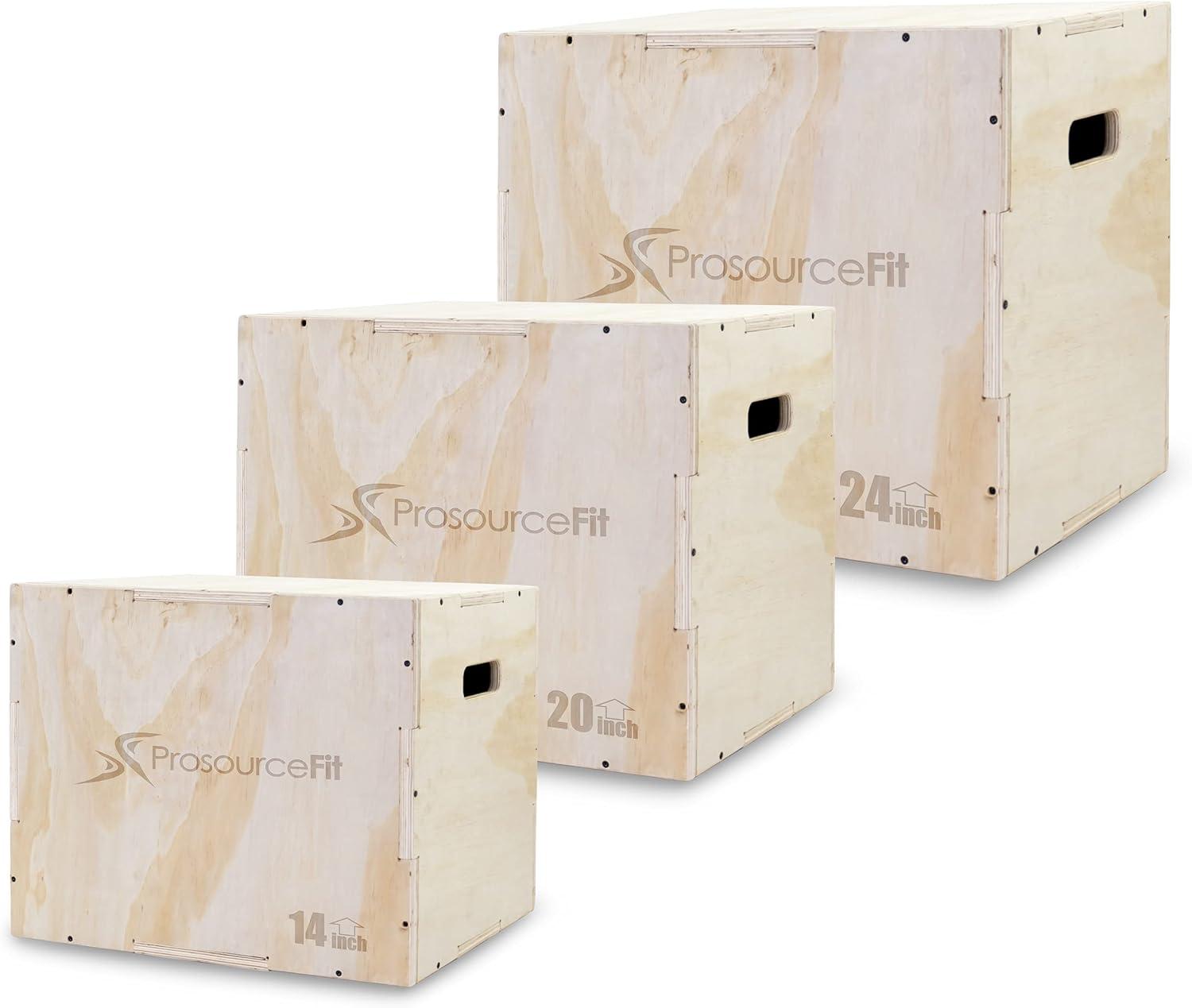 imageProsourceFit 3in1 Wood Plyometric Jump Box For Cross Conditioning Agility Vertical Jump Training ampamp Plyo Workouts Beige 30L x 24W x 20HBeige 16 x 14 x 12