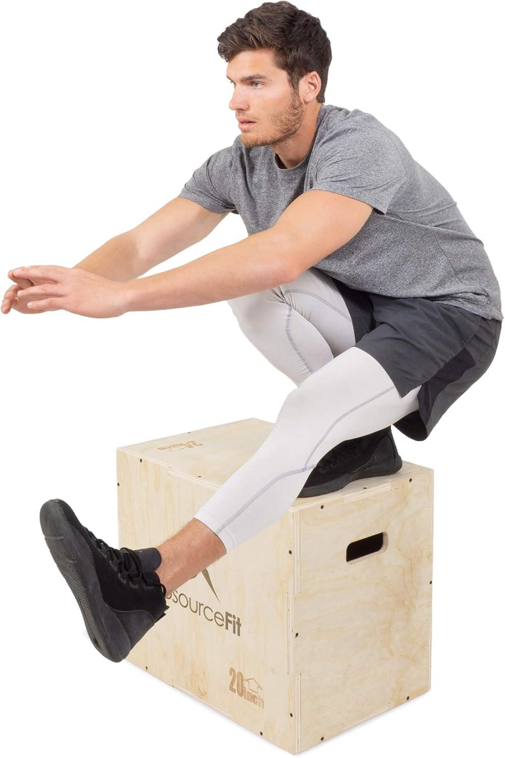 imageProsourceFit 3in1 Wood Plyometric Jump Box For Cross Conditioning Agility Vertical Jump Training ampamp Plyo Workouts Beige 30L x 24W x 20HBeige 30 x 24 x 20