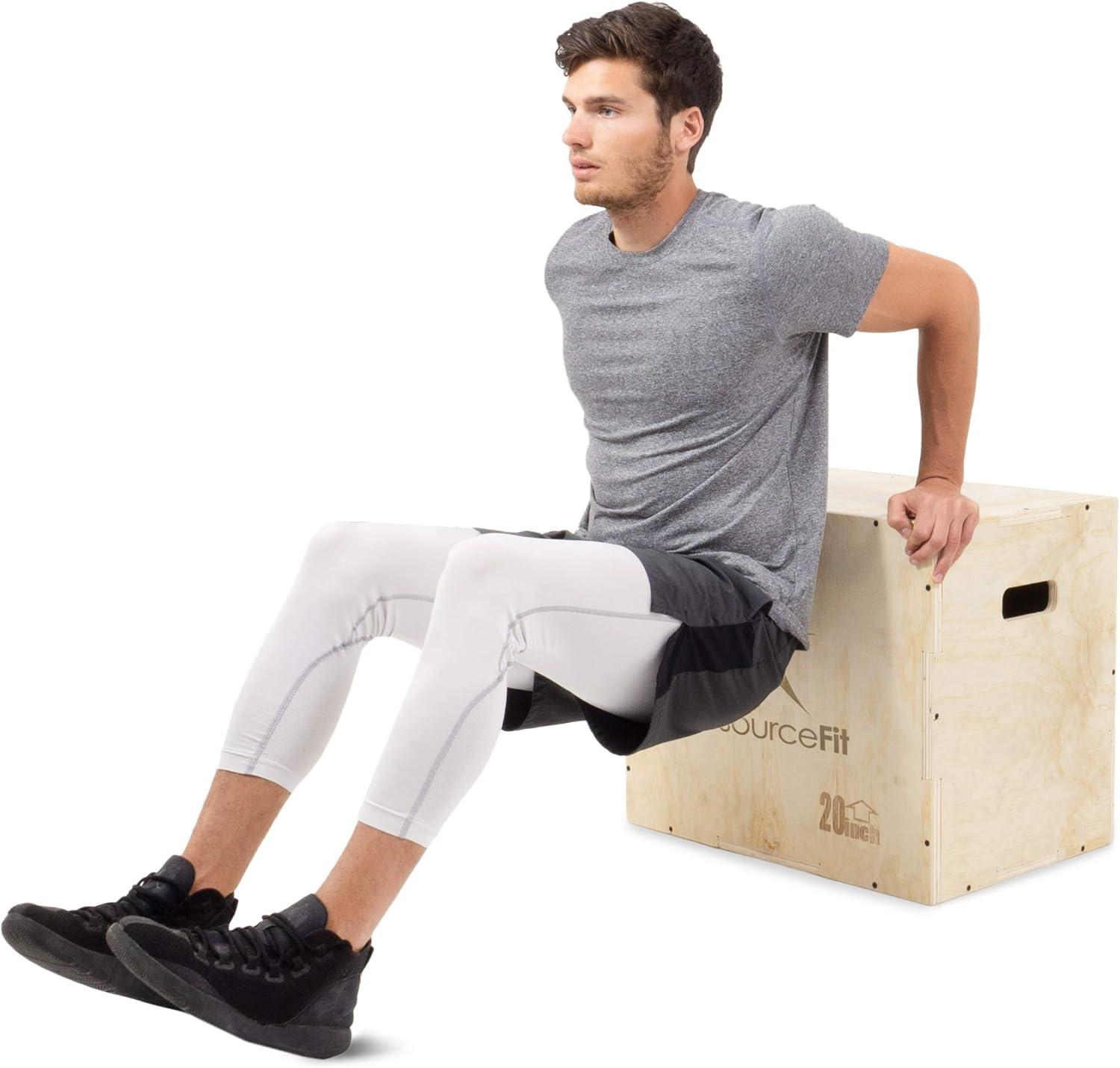 imageProsourceFit 3in1 Wood Plyometric Jump Box For Cross Conditioning Agility Vertical Jump Training ampamp Plyo Workouts Beige 30L x 24W x 20HBeige 30 x 24 x 20