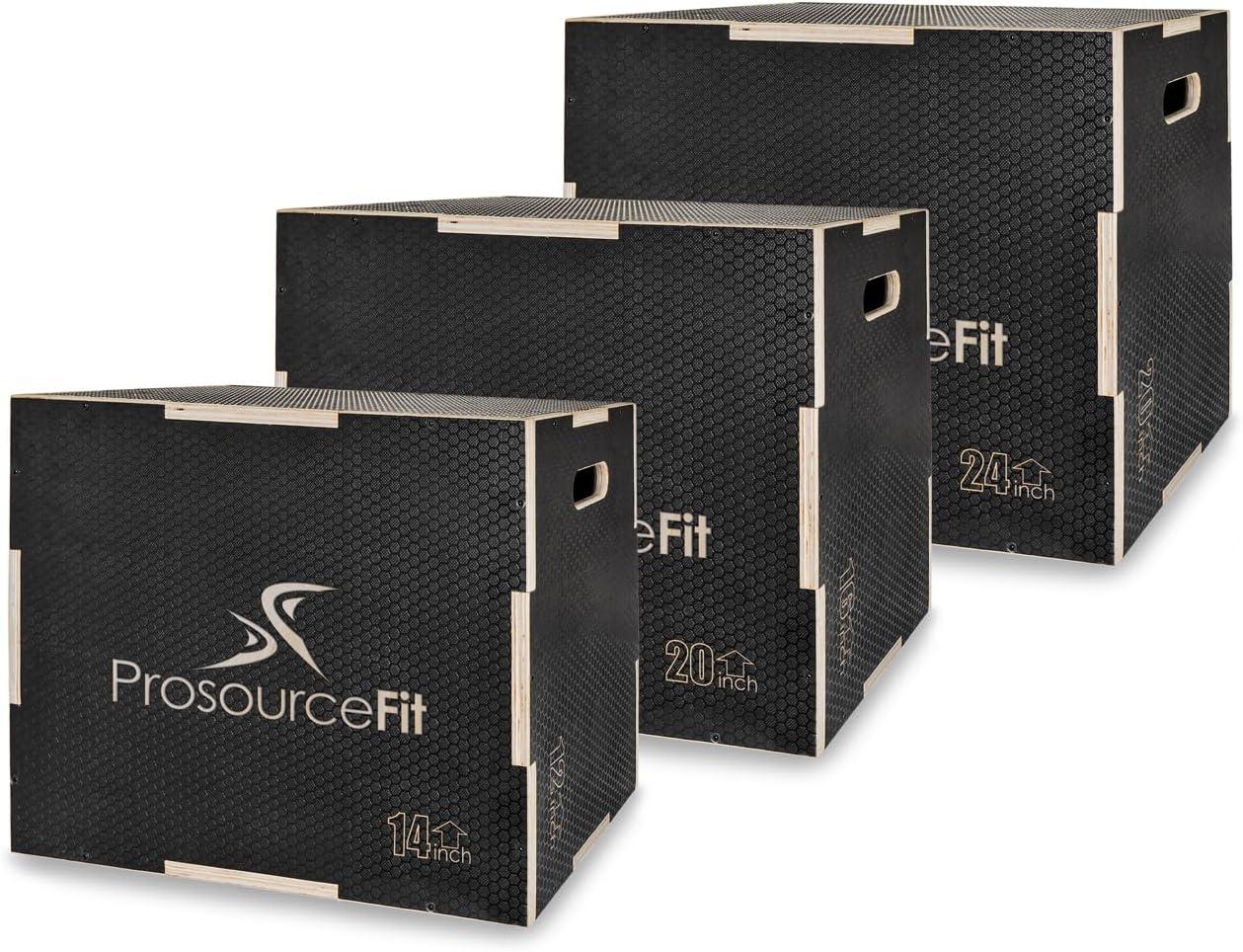 imageProsourceFit 3in1 Wood Plyometric Jump Box For Cross Conditioning Agility Vertical Jump Training ampamp Plyo Workouts Beige 30L x 24W x 20HBlack 16 x 12 x 14