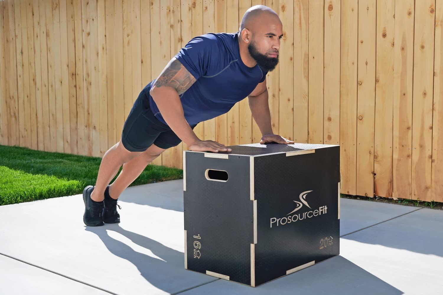 imageProsourceFit 3in1 Wood Plyometric Jump Box For Cross Conditioning Agility Vertical Jump Training ampamp Plyo Workouts Beige 30L x 24W x 20HBlack 24 x 16 x 20