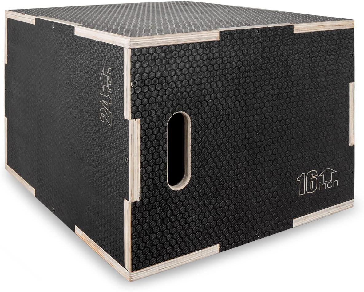 imageProsourceFit 3in1 Wood Plyometric Jump Box For Cross Conditioning Agility Vertical Jump Training ampamp Plyo Workouts Beige 30L x 24W x 20HBlack 24 x 16 x 20