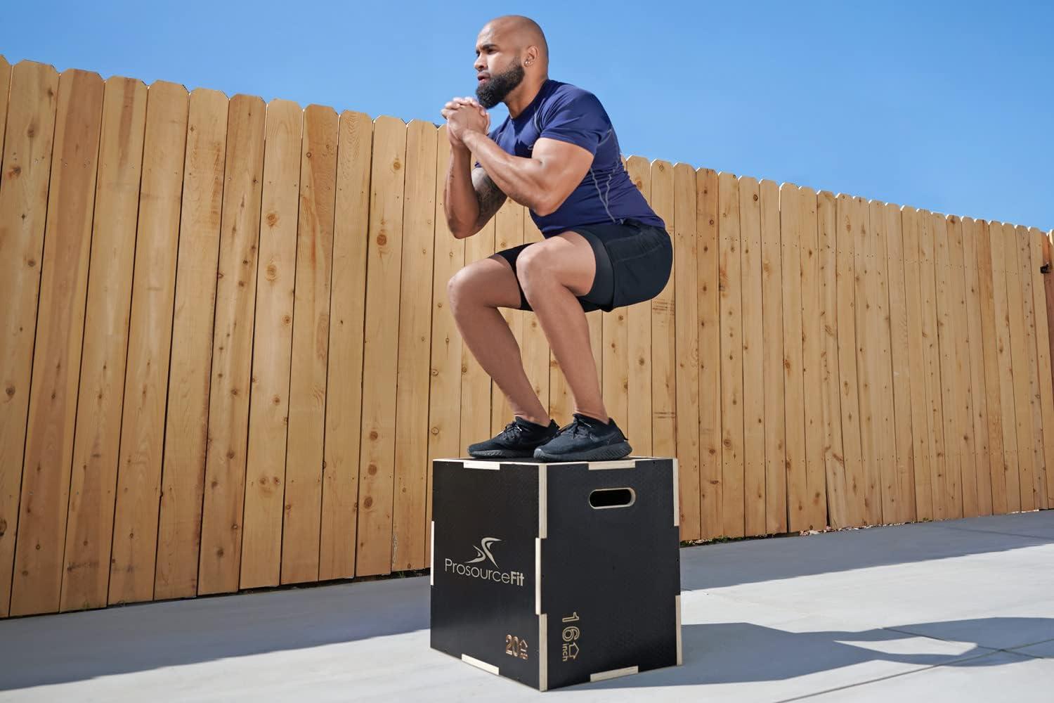 imageProsourceFit 3in1 Wood Plyometric Jump Box For Cross Conditioning Agility Vertical Jump Training ampamp Plyo Workouts Beige 30L x 24W x 20HBlack 24 x 16 x 20