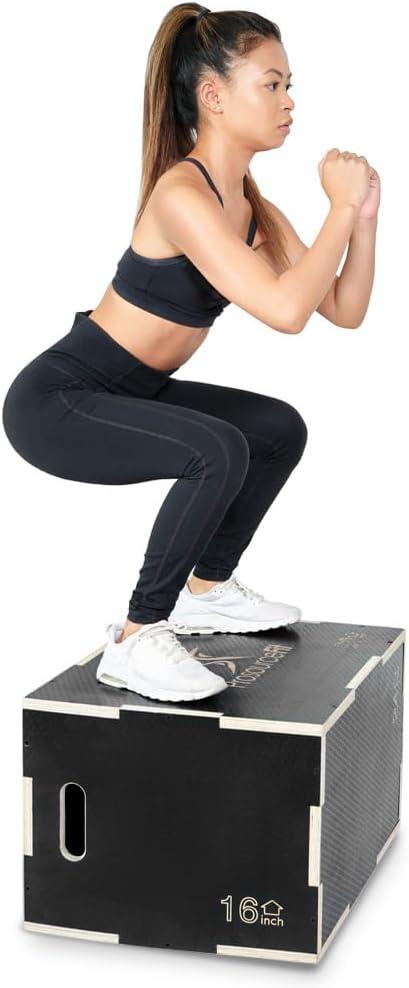 imageProsourceFit 3in1 Wood Plyometric Jump Box For Cross Conditioning Agility Vertical Jump Training ampamp Plyo Workouts Beige 30L x 24W x 20HBlack 24 x 16 x 20