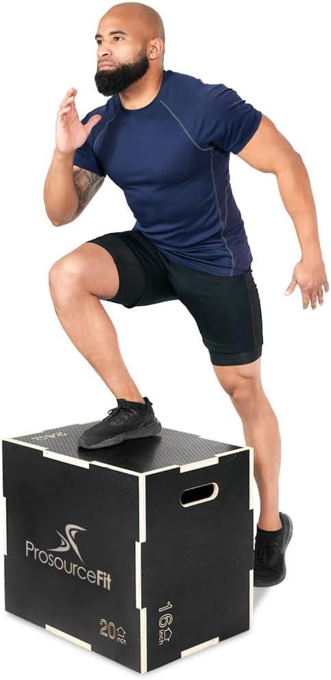 imageProsourceFit 3in1 Wood Plyometric Jump Box For Cross Conditioning Agility Vertical Jump Training ampamp Plyo Workouts Beige 30L x 24W x 20HBlack 24 x 16 x 20