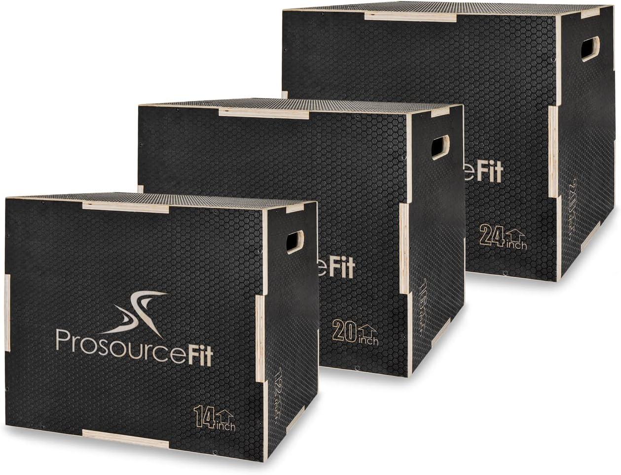imageProsourceFit 3in1 Wood Plyometric Jump Box For Cross Conditioning Agility Vertical Jump Training ampamp Plyo Workouts Beige 30L x 24W x 20HBlack 24 x 16 x 20
