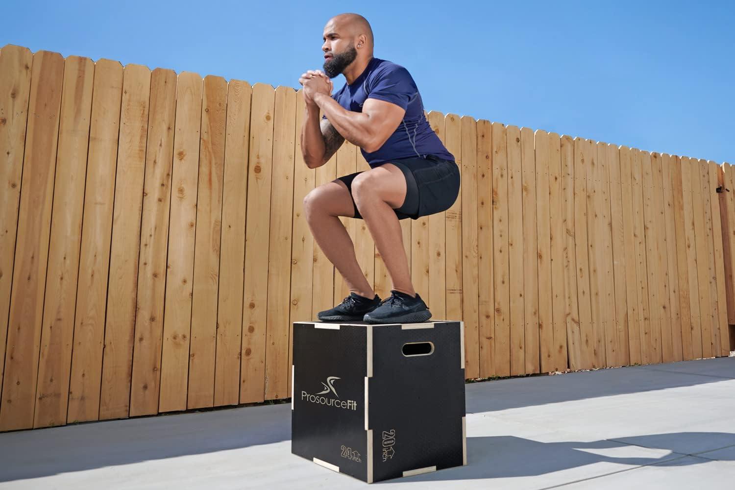 imageProsourceFit 3in1 Wood Plyometric Jump Box For Cross Conditioning Agility Vertical Jump Training ampamp Plyo Workouts Beige 30L x 24W x 20HBlack 30 x 20 x 24