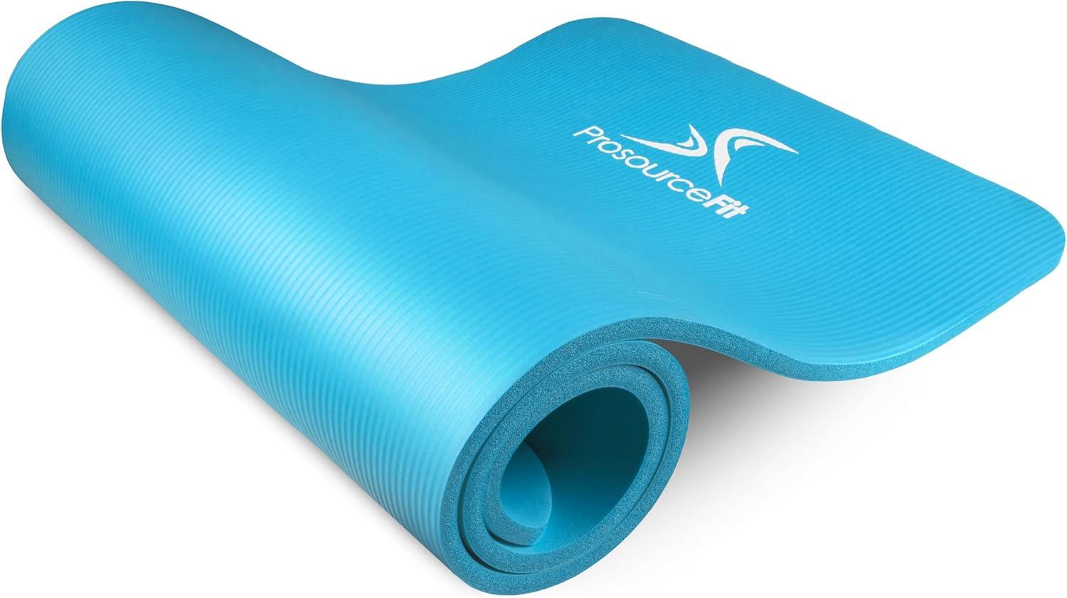 imageProsourceFit Extra Thick Yoga and Pilates Mat  13mm 71inch Long High Density Exercise Mat with Comfort Foam and Carrying StrapAqua