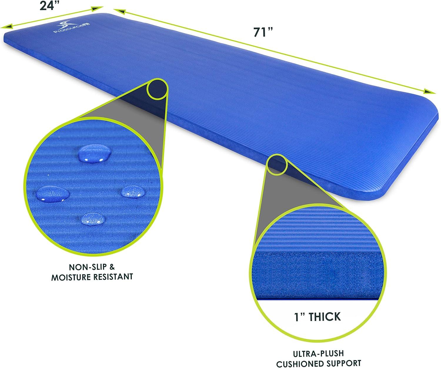 imageProsourceFit Extra Thick Yoga and Pilates Mat  13mm 71inch Long High Density Exercise Mat with Comfort Foam and Carrying StrapBlue
