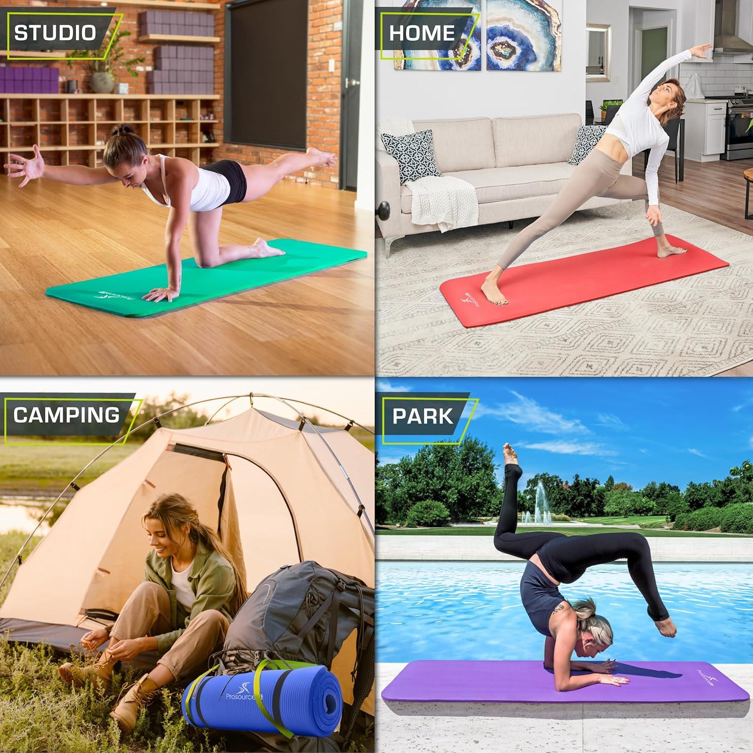 imageProsourceFit Extra Thick Yoga and Pilates Mat  13mm 71inch Long High Density Exercise Mat with Comfort Foam and Carrying StrapBlue