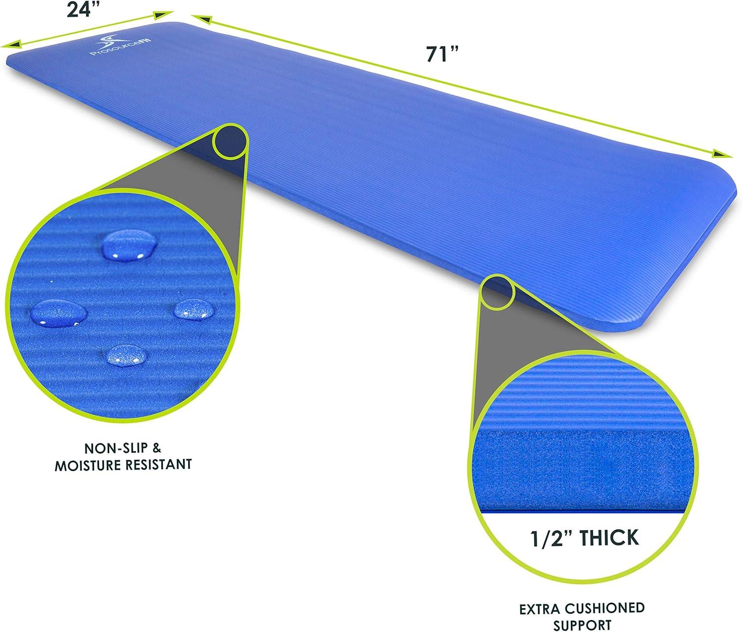 imageProsourceFit Extra Thick Yoga and Pilates Mat  13mm 71inch Long High Density Exercise Mat with Comfort Foam and Carrying StrapBlue