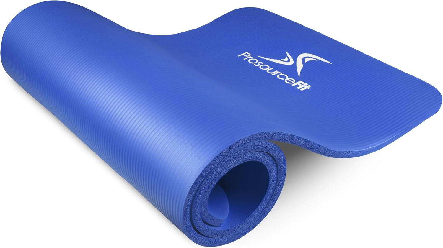 imageProsourceFit Extra Thick Yoga and Pilates Mat  13mm 71inch Long High Density Exercise Mat with Comfort Foam and Carrying StrapBlue