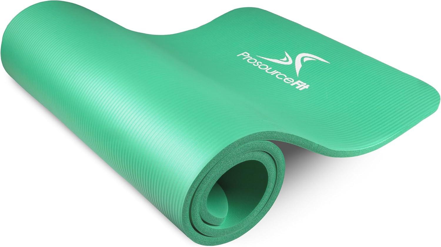 imageProsourceFit Extra Thick Yoga and Pilates Mat  13mm 71inch Long High Density Exercise Mat with Comfort Foam and Carrying StrapGreen