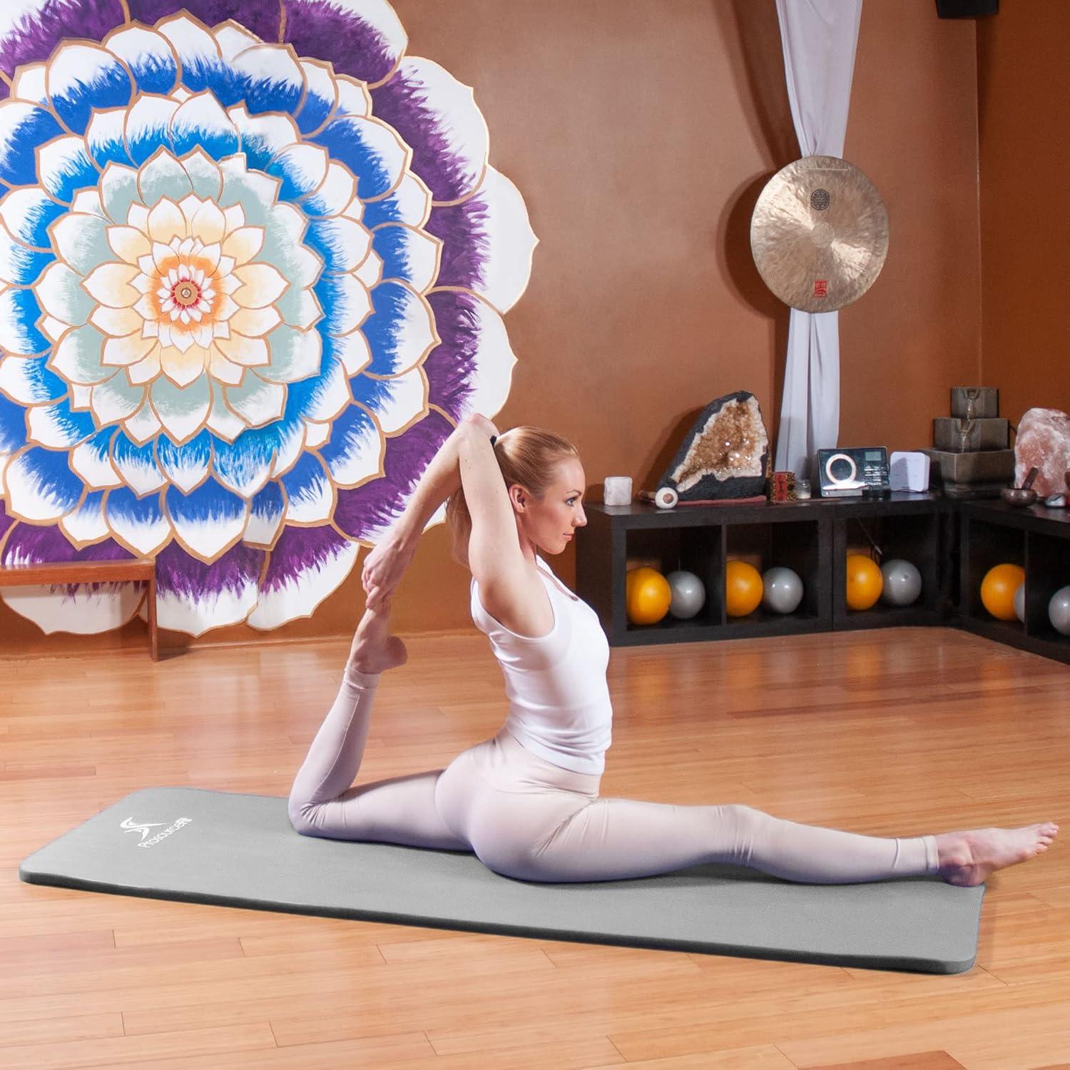 imageProsourceFit Extra Thick Yoga and Pilates Mat  13mm 71inch Long High Density Exercise Mat with Comfort Foam and Carrying StrapGrey