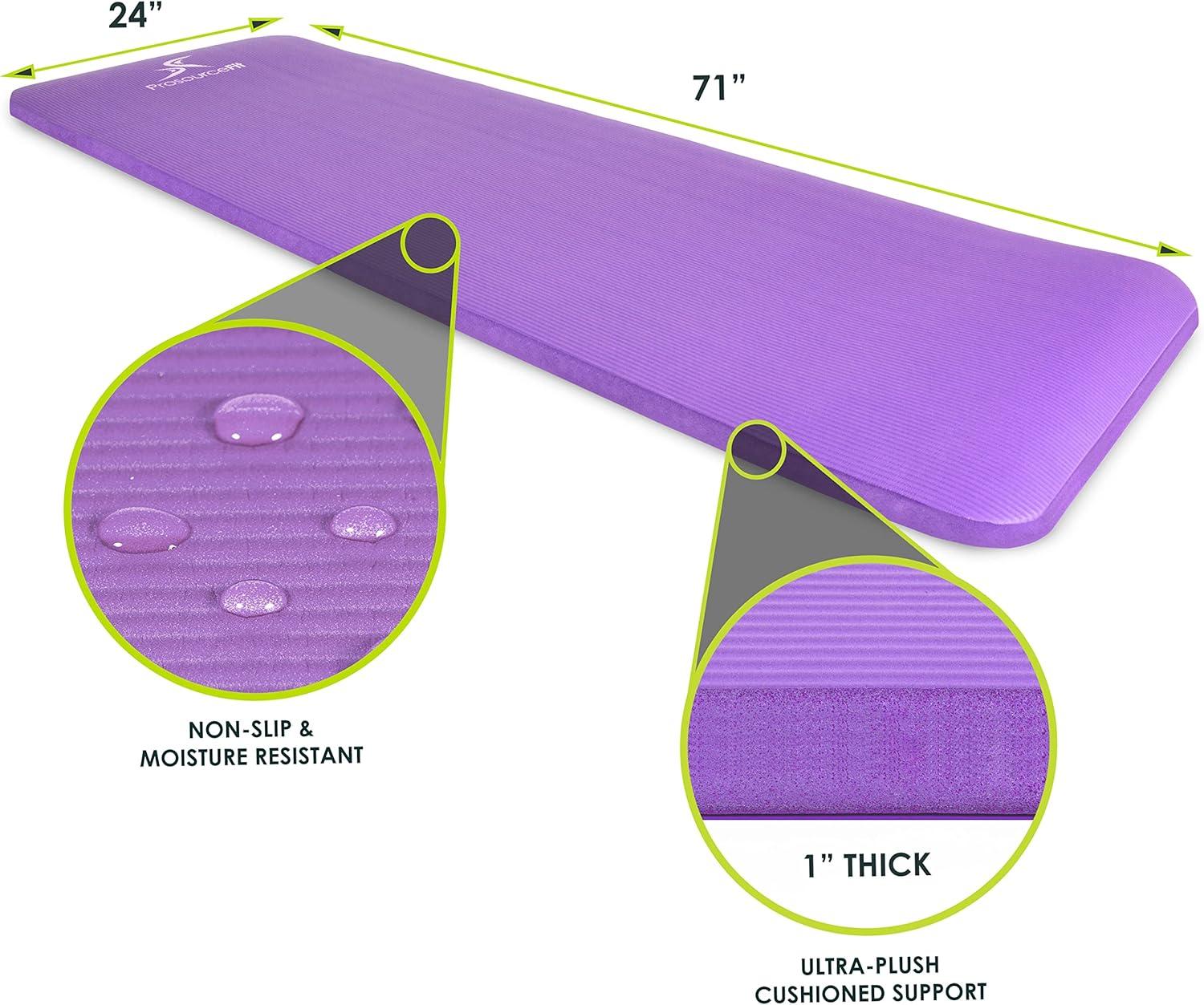 imageProsourceFit Extra Thick Yoga and Pilates Mat  13mm 71inch Long High Density Exercise Mat with Comfort Foam and Carrying StrapPurple