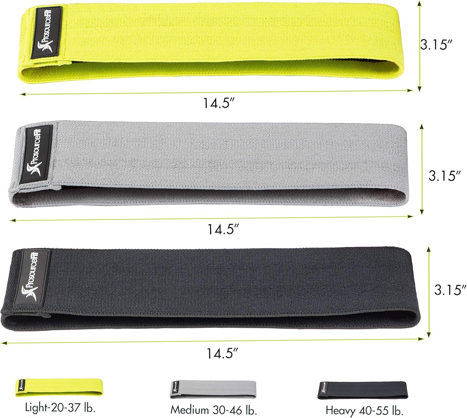 imageProsourceFit Fabric Loop Resistance Bands Set with AntiSlip Grip Mini Workout Bands for Fitness Training to Tone Legs Glutes and BootyBlack  Grey  Green
