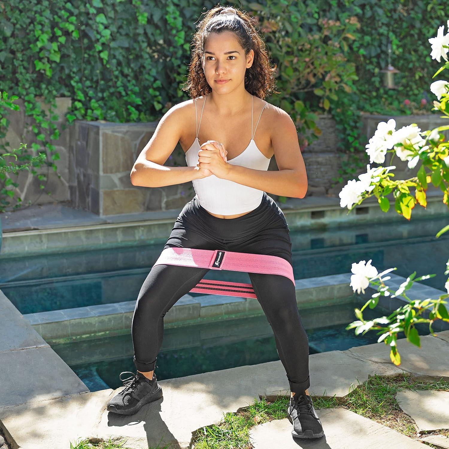 imageProsourceFit Fabric Loop Resistance Bands Set with AntiSlip Grip Mini Workout Bands for Fitness Training to Tone Legs Glutes and BootyPink  Purple  Aqua