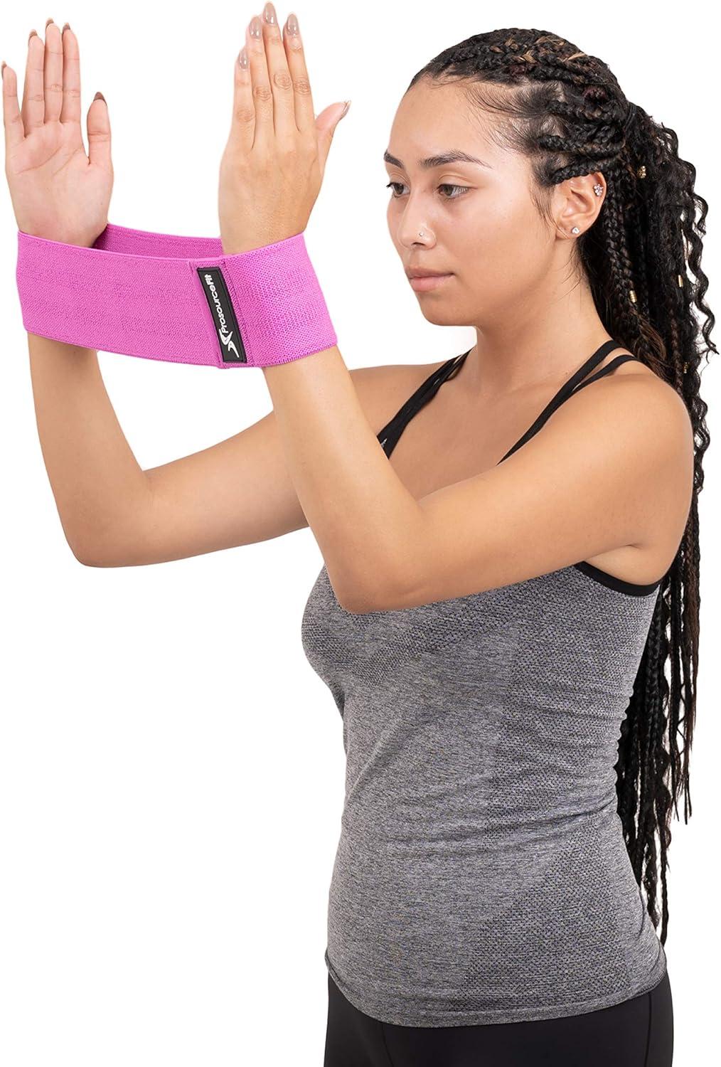 imageProsourceFit Fabric Loop Resistance Bands Set with AntiSlip Grip Mini Workout Bands for Fitness Training to Tone Legs Glutes and BootyPink  Purple  Aqua