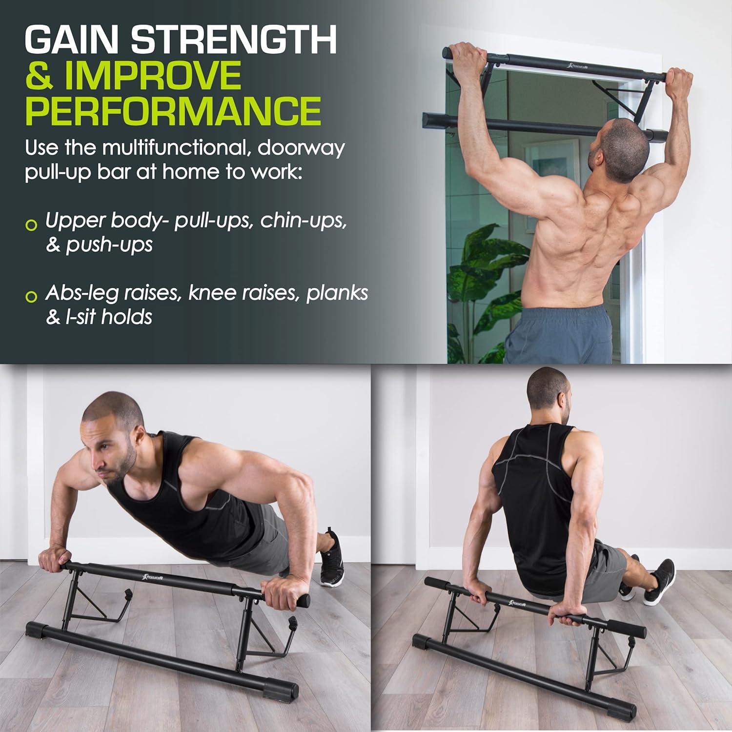 imageProsourceFit Foldable Pull Up BarDoorway Trainer for Multi Use Fitness ampamp Home Gym ExerciseFoldable