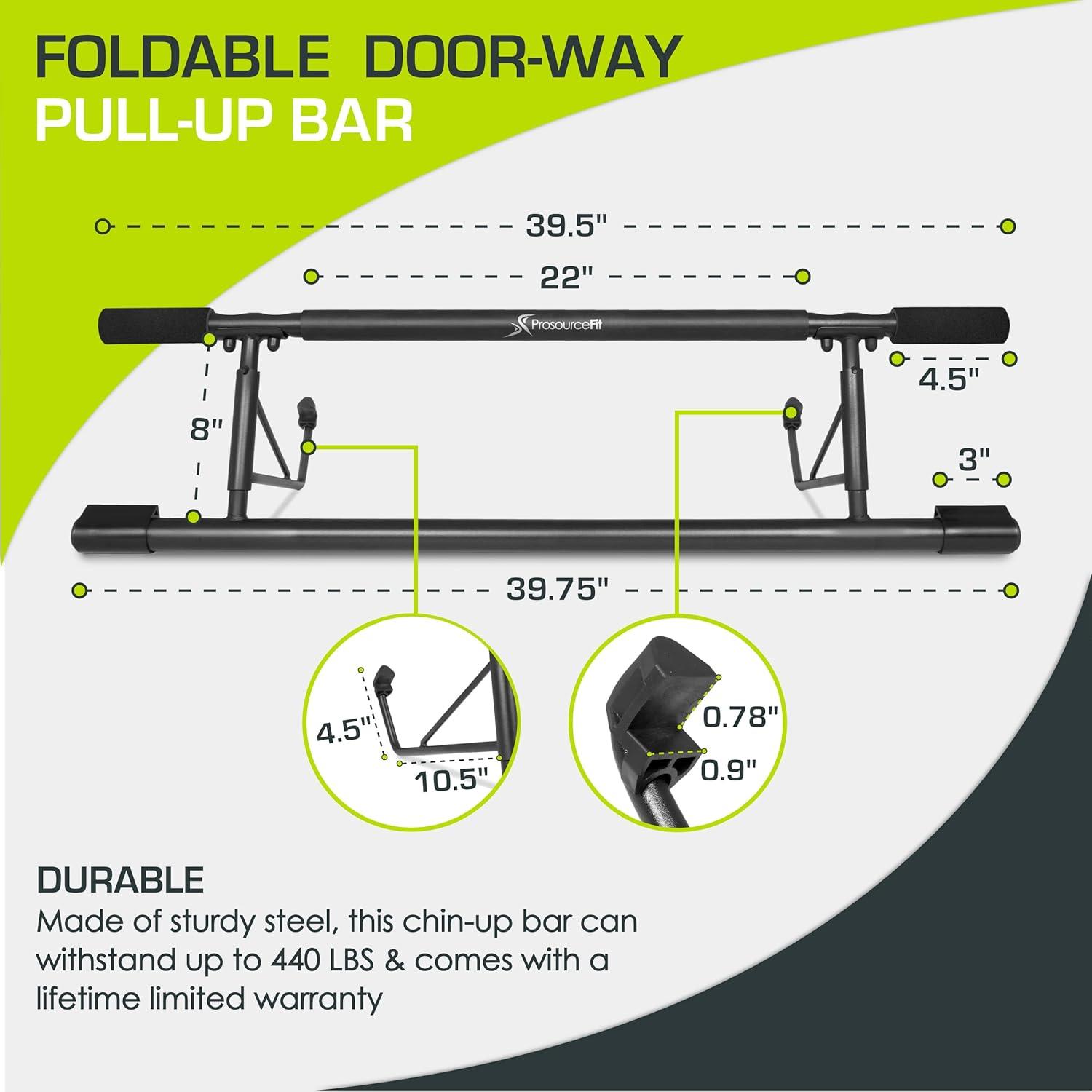 imageProsourceFit Foldable Pull Up BarDoorway Trainer for Multi Use Fitness ampamp Home Gym ExerciseFoldable