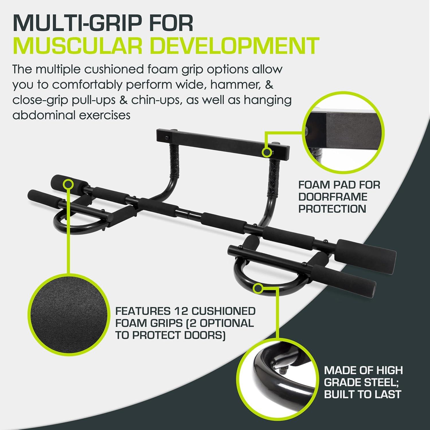 imageProsourceFit Foldable Pull Up BarDoorway Trainer for Multi Use Fitness ampamp Home Gym ExerciseMulti Grip