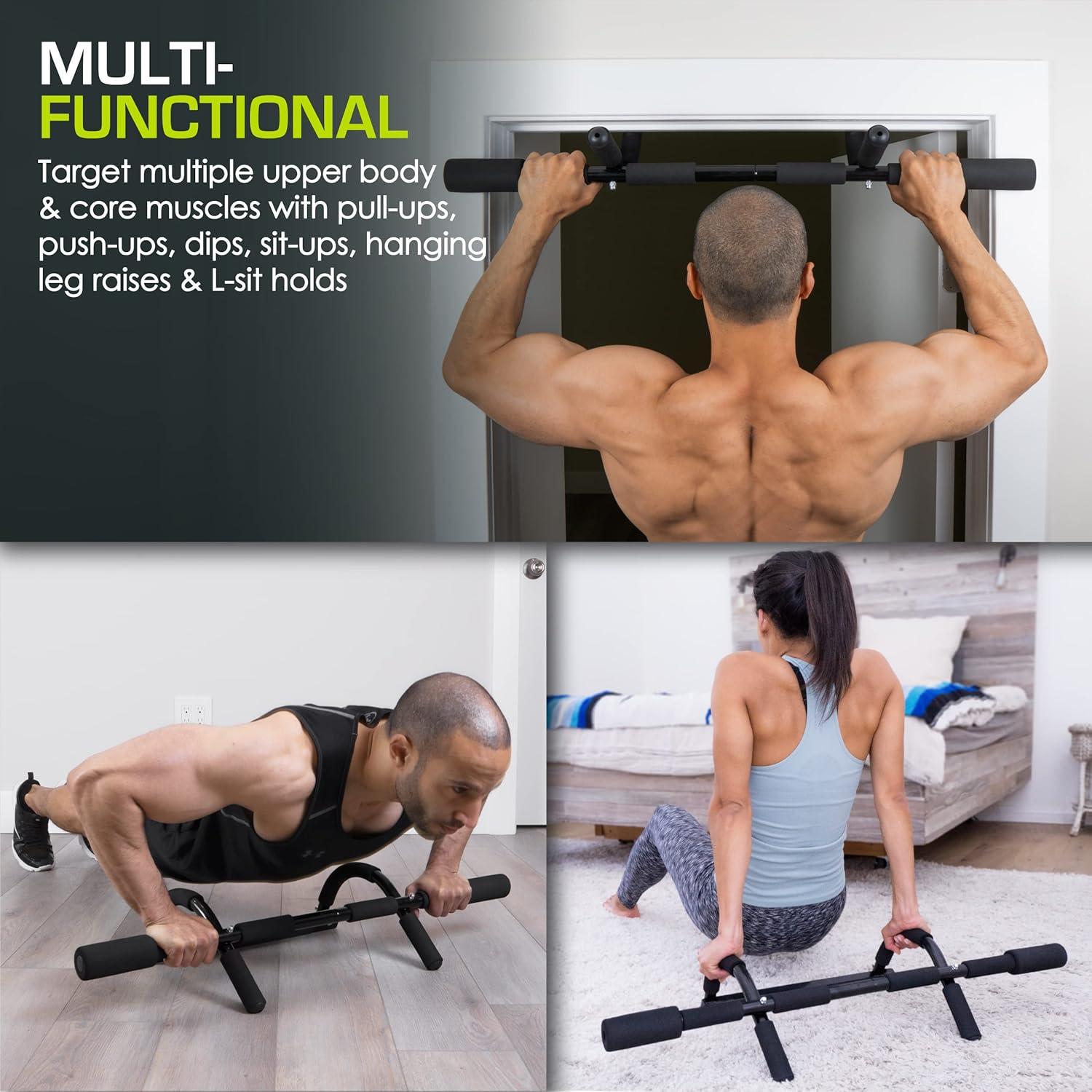 imageProsourceFit Foldable Pull Up BarDoorway Trainer for Multi Use Fitness ampamp Home Gym ExerciseMulti Grip Light