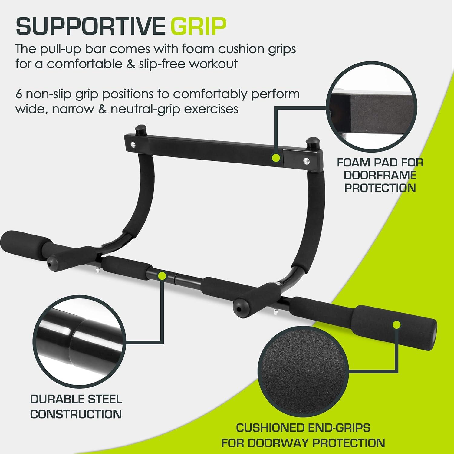 imageProsourceFit Foldable Pull Up BarDoorway Trainer for Multi Use Fitness ampamp Home Gym ExerciseMulti Grip Light