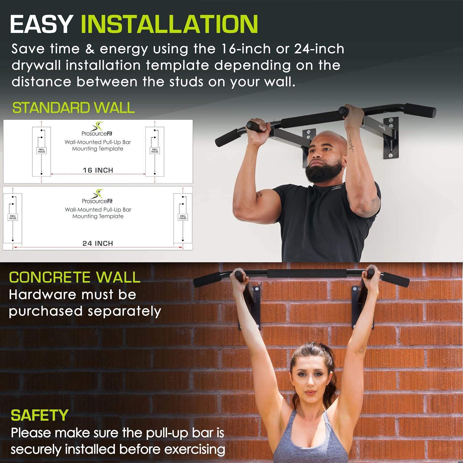 imageProsourceFit Foldable Pull Up BarDoorway Trainer for Multi Use Fitness ampamp Home Gym ExerciseWall Mount