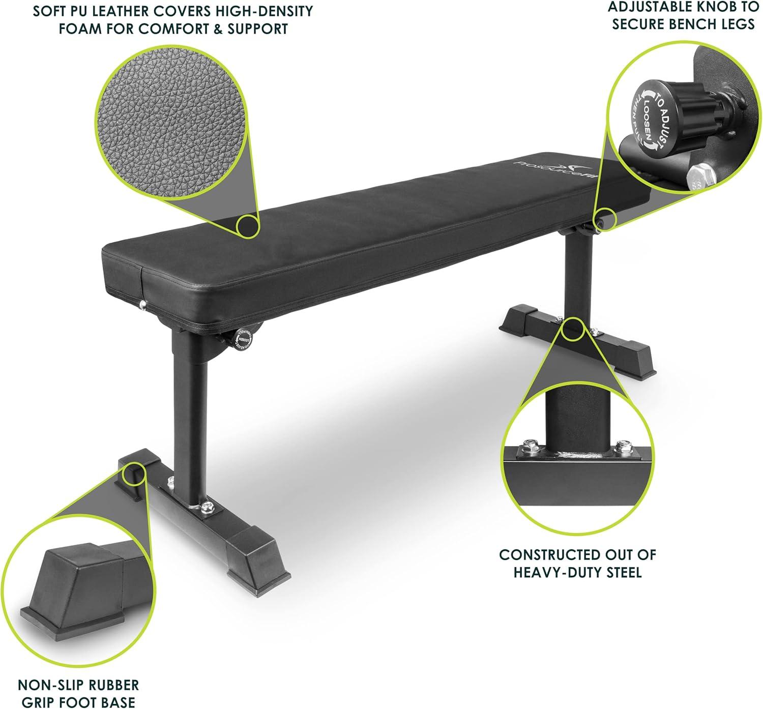 imageProsourceFit Foldable ampamp Adjustable MultiPurpose Weight Bench for Home and Gym FullBody Strength Training Workouts Fitness Exercises and Weight TrainingFlat