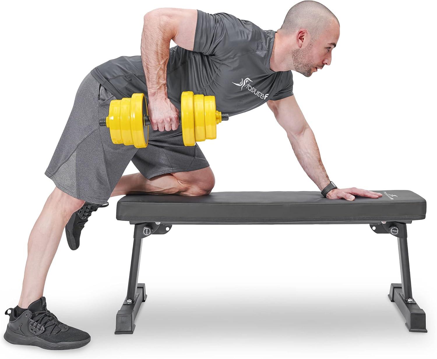 imageProsourceFit Foldable ampamp Adjustable MultiPurpose Weight Bench for Home and Gym FullBody Strength Training Workouts Fitness Exercises and Weight TrainingFlat