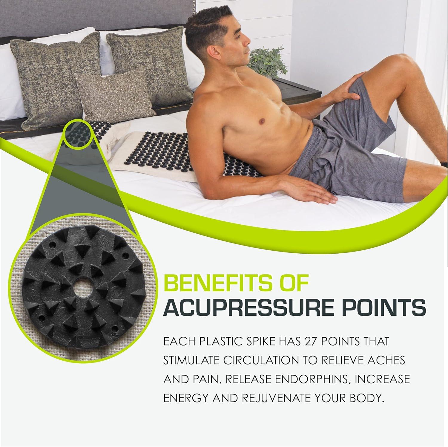 imageProsourceFit Ki Acupressure Mat and Pillow Set with 100 Natural Linen for BackNeck Pain Relief and Muscle RelaxationOnyx Gold