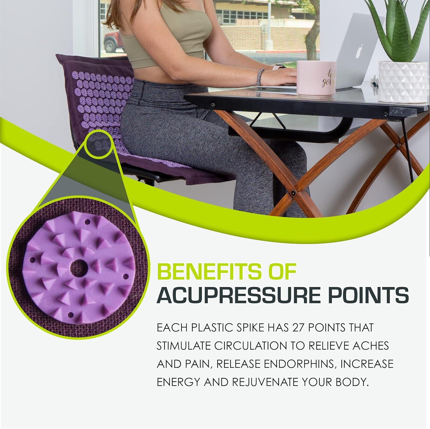 imageProsourceFit Ki Acupressure Mat and Pillow Set with 100 Natural Linen for BackNeck Pain Relief and Muscle RelaxationRoyal Lilac
