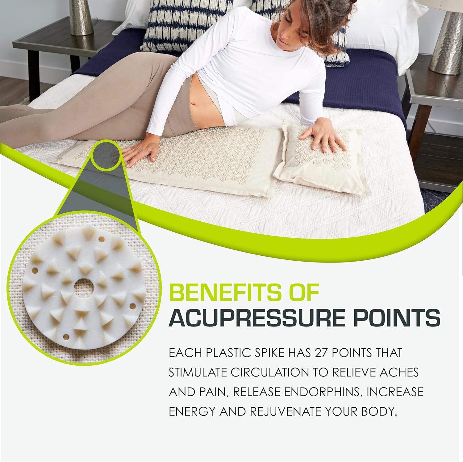 imageProsourceFit Ki Acupressure Mat and Pillow Set with 100 Natural Linen for BackNeck Pain Relief and Muscle RelaxationSand Dunes