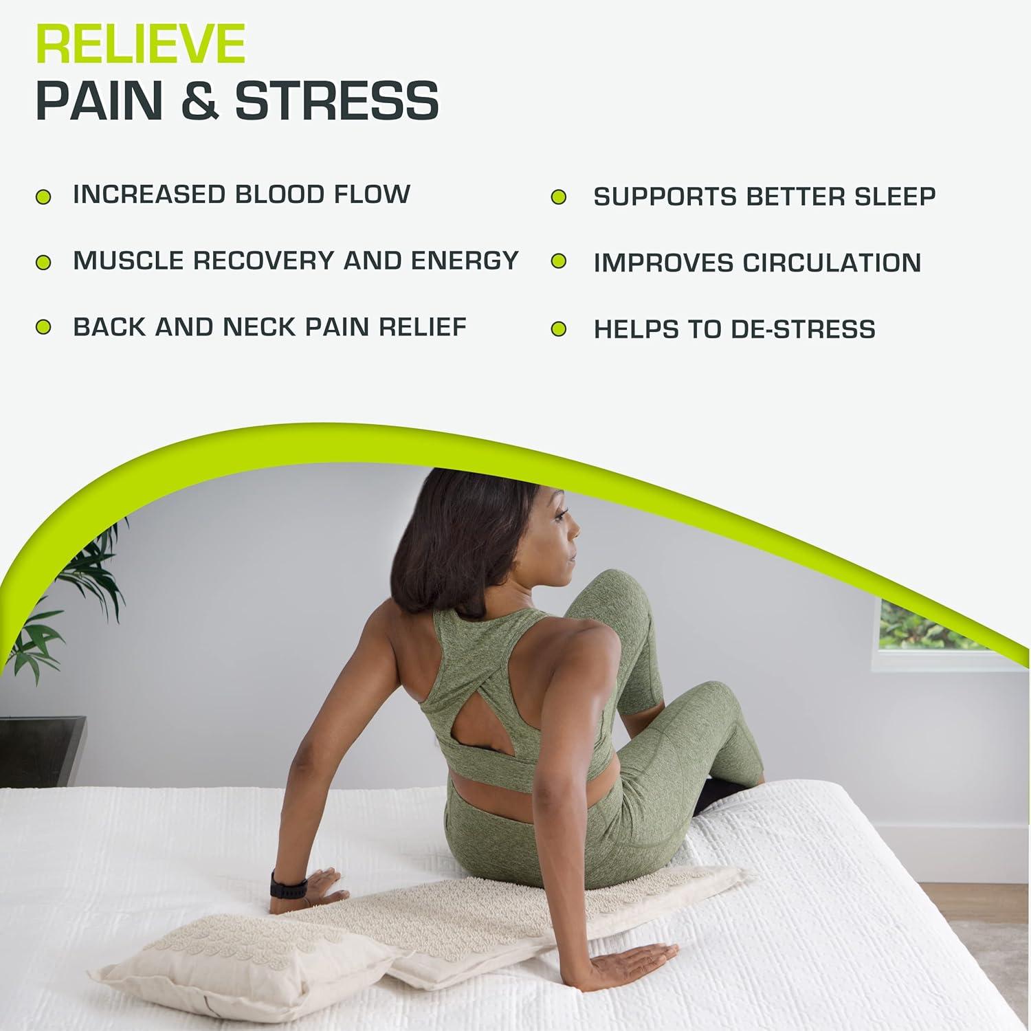 imageProsourceFit Ki Acupressure Mat and Pillow Set with 100 Natural Linen for BackNeck Pain Relief and Muscle RelaxationSand Dunes