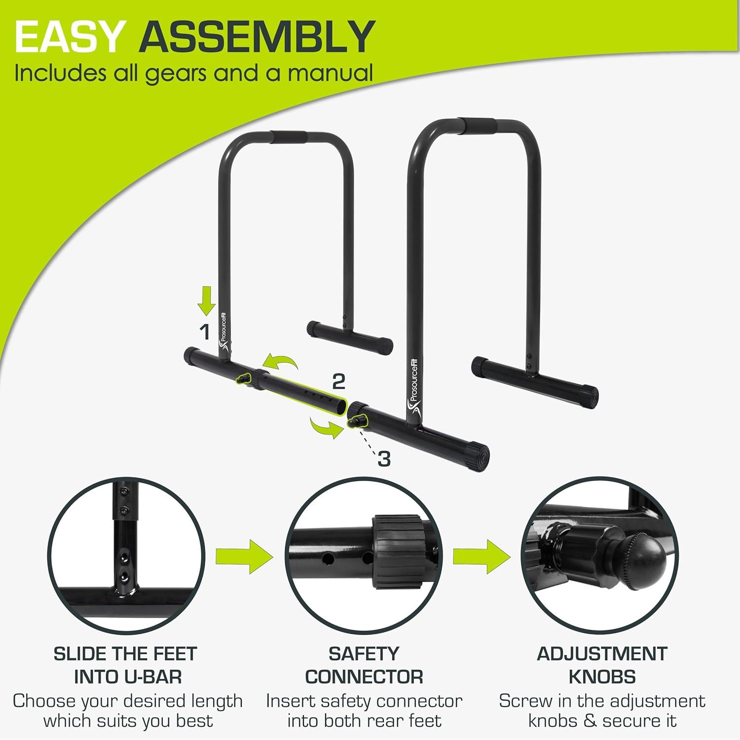 imageProsourceFit Power Dip Station Adjustable Height Upper Body Equipment for Home GymBlack