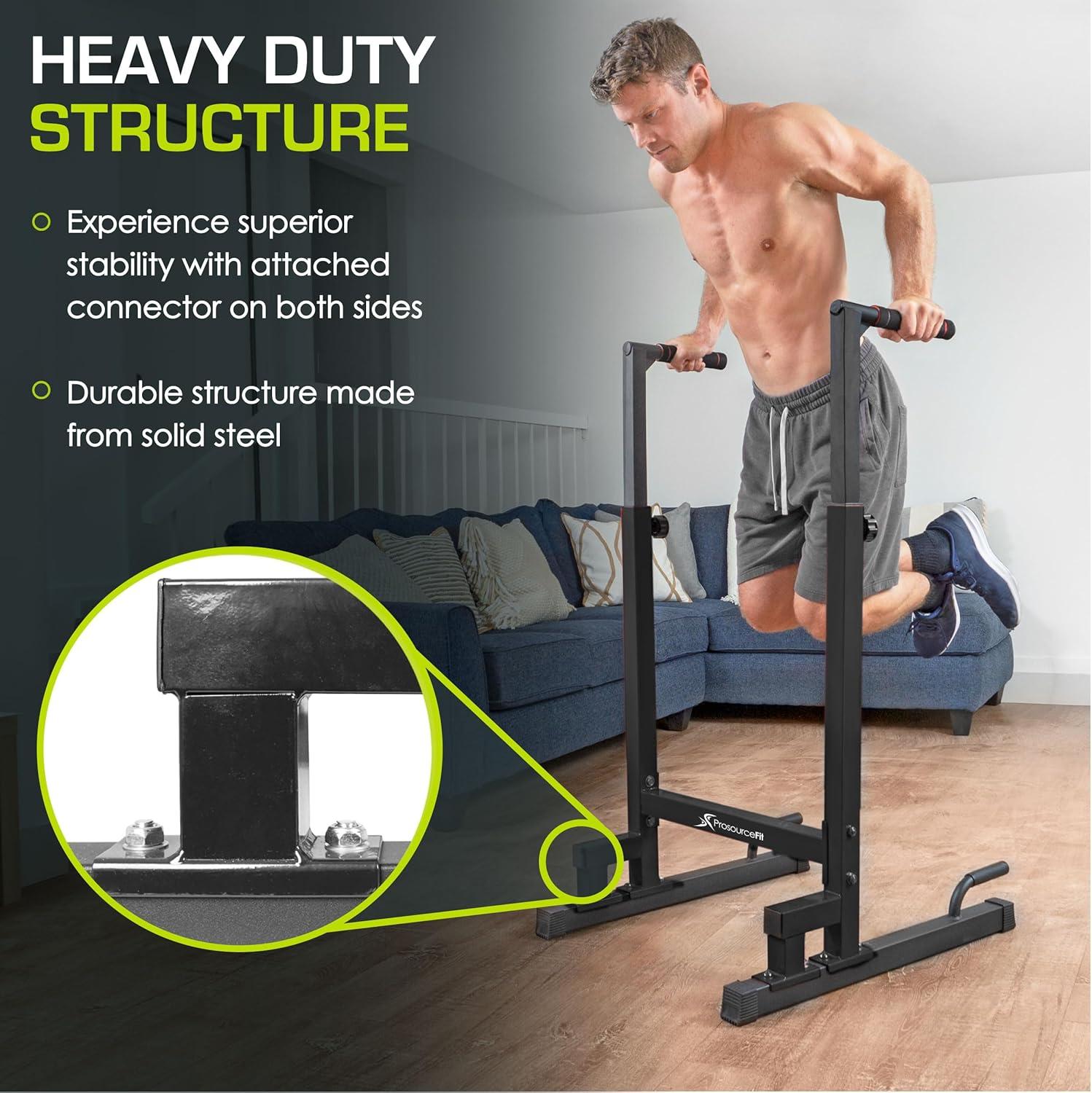 imageProsourceFit Power Dip Station Adjustable Height Upper Body Equipment for Home GymBlack