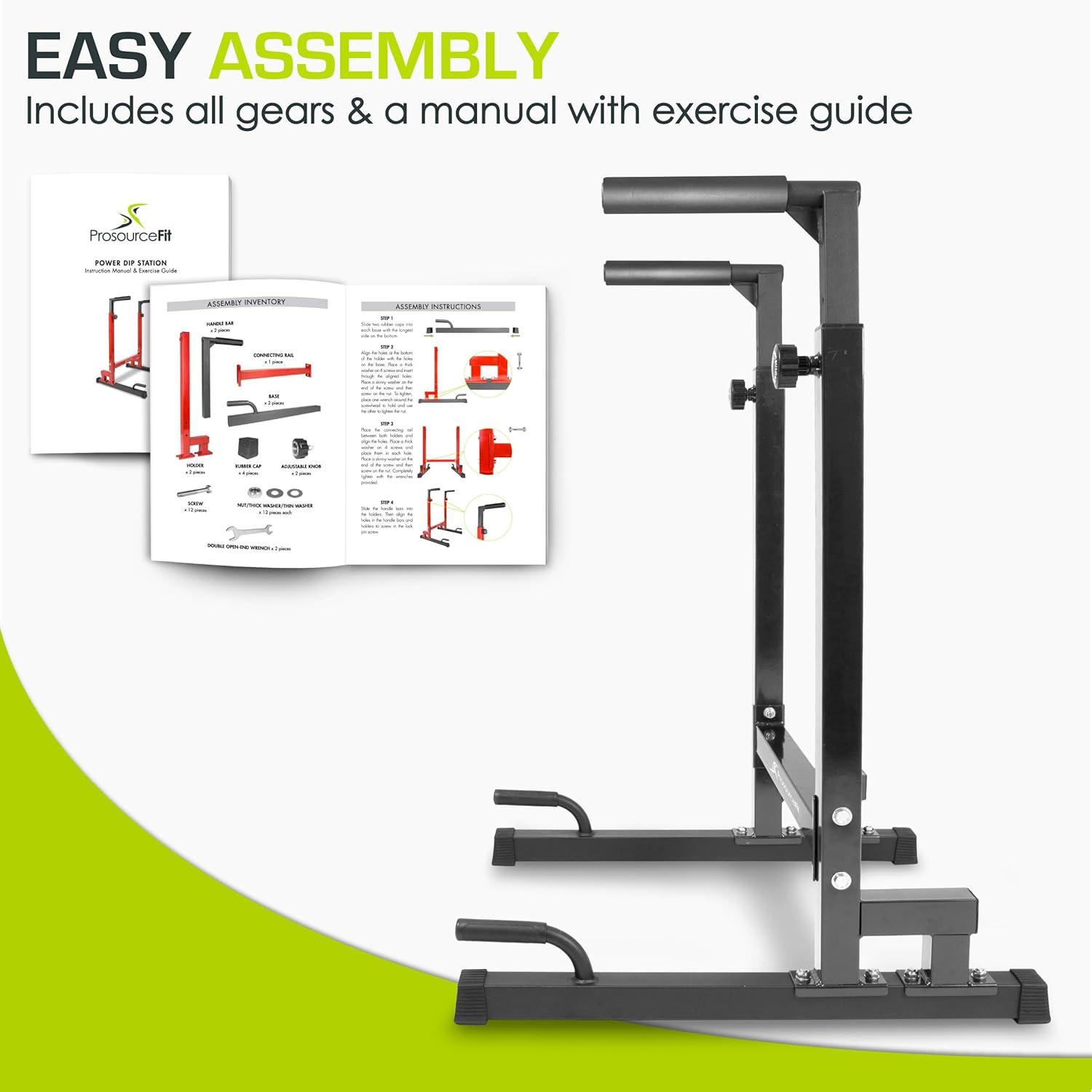 imageProsourceFit Power Dip Station Adjustable Height Upper Body Equipment for Home GymBlack
