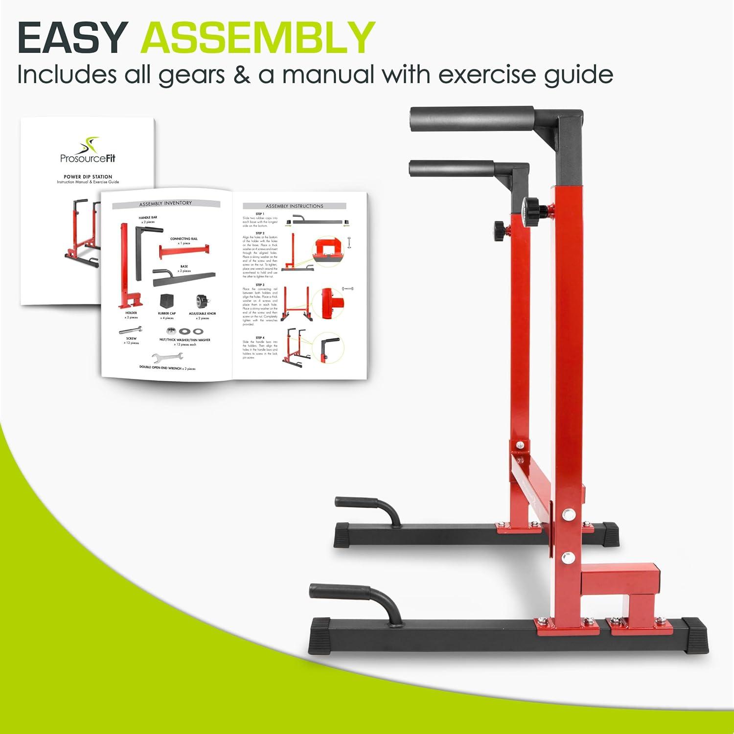 imageProsourceFit Power Dip Station Adjustable Height Upper Body Equipment for Home GymRed