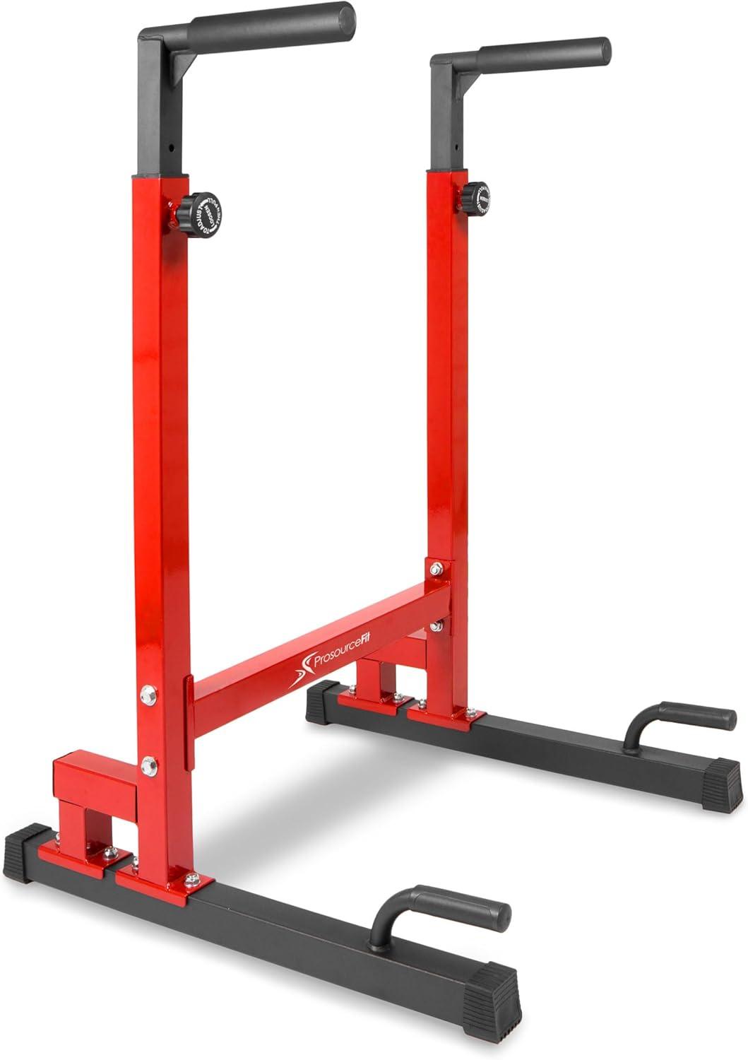 imageProsourceFit Power Dip Station Adjustable Height Upper Body Equipment for Home GymRed
