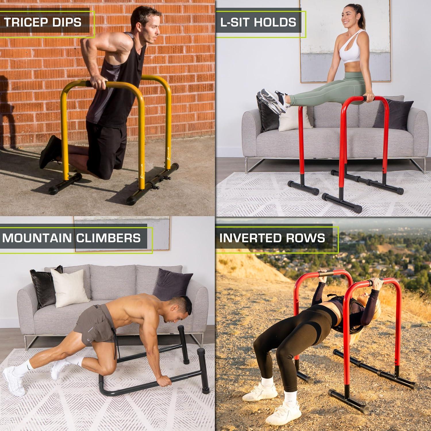 imageProsourceFit Power Dip Station Adjustable Height Upper Body Equipment for Home GymYellow