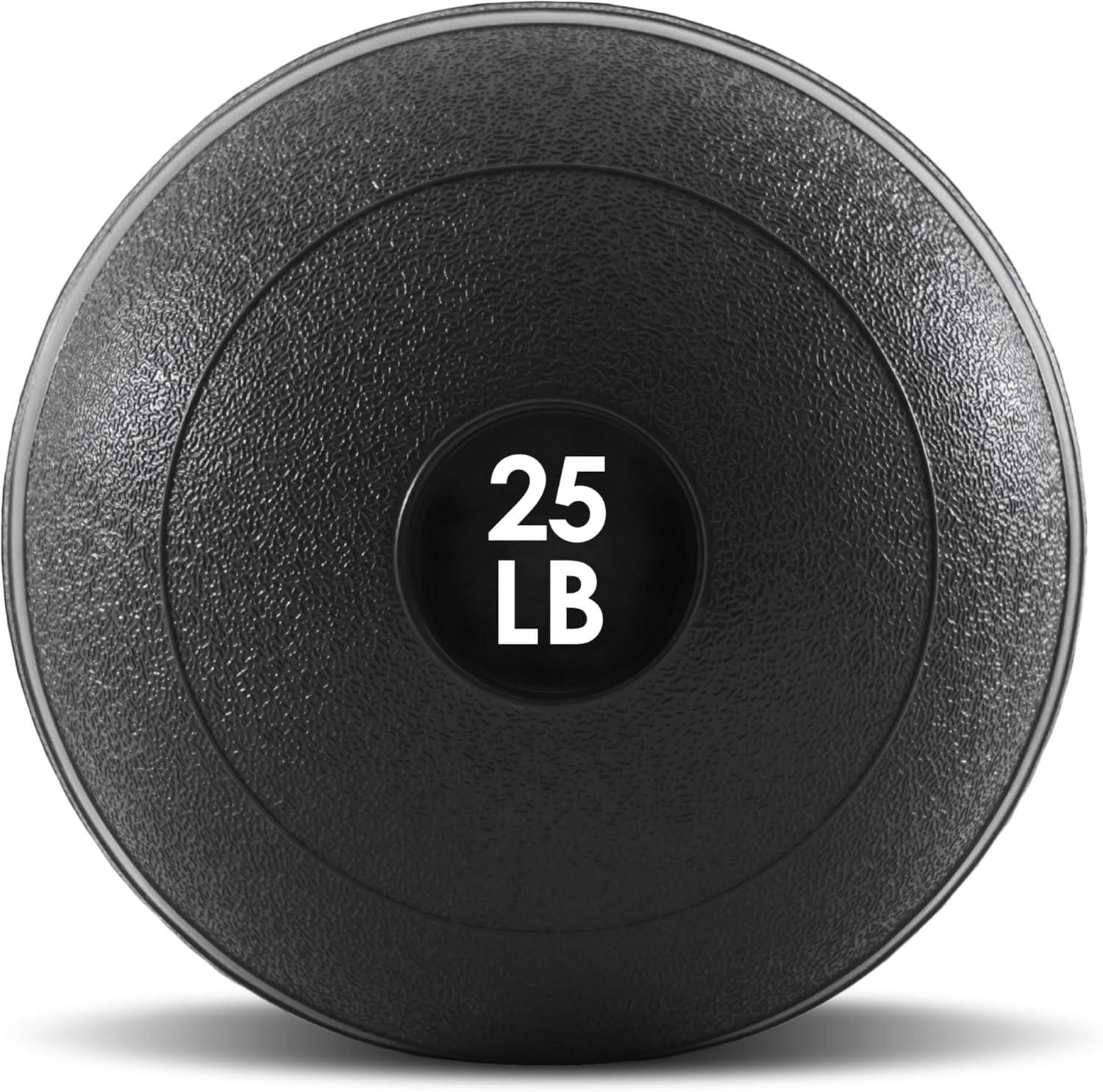 imageProsourceFit Slam Medicine Balls 5 10 15 20 25 30 50lbs Smooth and Tread Textured Grip Dead Weight Balls for Strength and Conditioning Exercises Cardio and Core WorkoutsClassic  Black