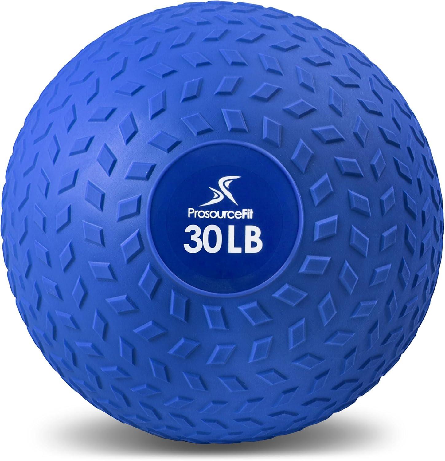 imageProsourceFit Slam Medicine Balls 5 10 15 20 25 30 50lbs Smooth and Tread Textured Grip Dead Weight Balls for Strength and Conditioning Exercises Cardio and Core WorkoutsBlue