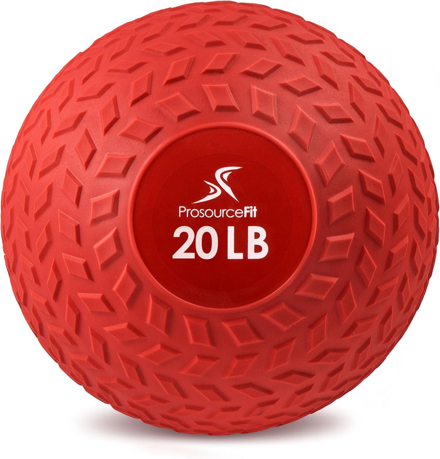 imageProsourceFit Slam Medicine Balls 5 10 15 20 25 30 50lbs Smooth and Tread Textured Grip Dead Weight Balls for Strength and Conditioning Exercises Cardio and Core WorkoutsRed