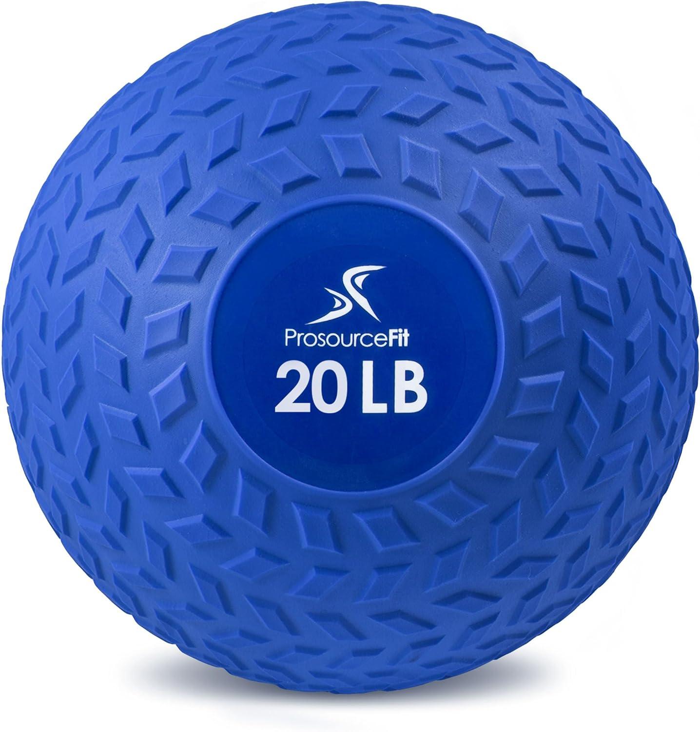 imageProsourceFit Slam Medicine Balls 5 10 15 20 25 30 50lbs Smooth and Tread Textured Grip Dead Weight Balls for Strength and Conditioning Exercises Cardio and Core WorkoutsBlue