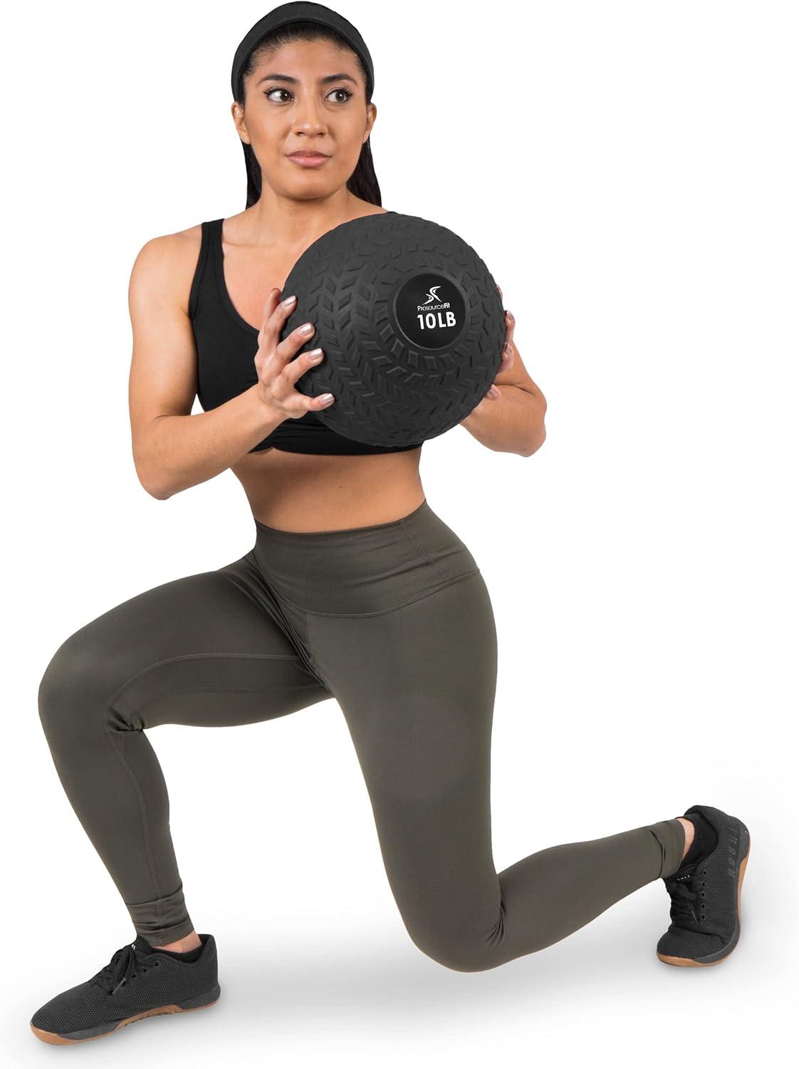 imageProsourceFit Slam Medicine Balls 5 10 15 20 25 30 50lbs Smooth and Tread Textured Grip Dead Weight Balls for Strength and Conditioning Exercises Cardio and Core WorkoutsTread  Black