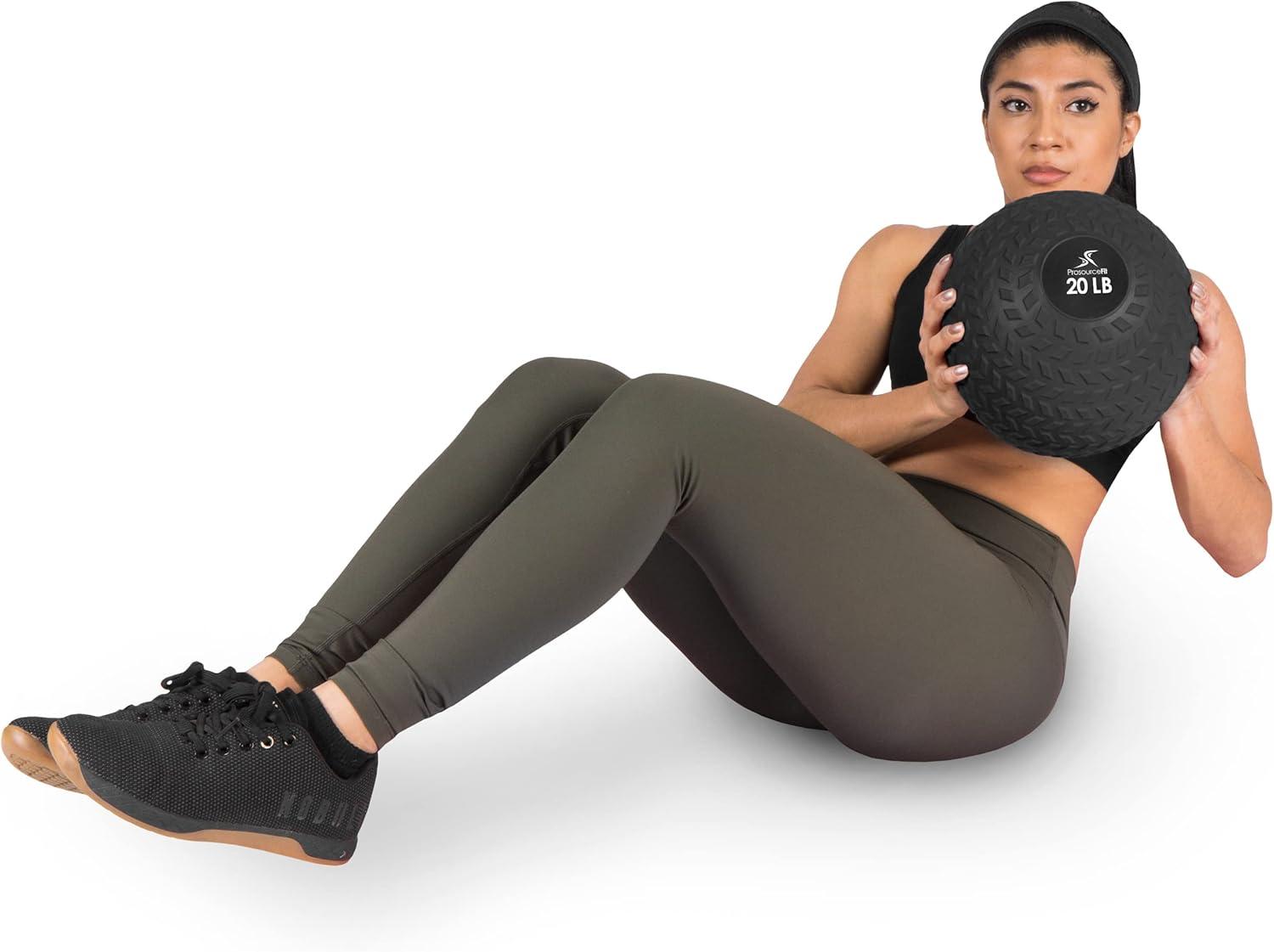 imageProsourceFit Slam Medicine Balls 5 10 15 20 25 30 50lbs Smooth and Tread Textured Grip Dead Weight Balls for Strength and Conditioning Exercises Cardio and Core WorkoutsTread  Black
