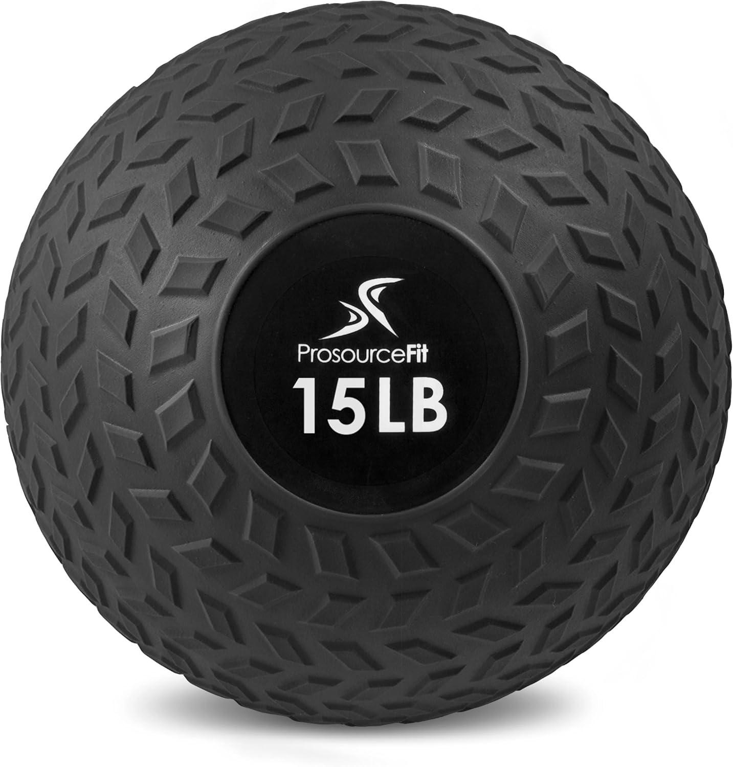 imageProsourceFit Slam Medicine Balls 5 10 15 20 25 30 50lbs Smooth and Tread Textured Grip Dead Weight Balls for Strength and Conditioning Exercises Cardio and Core WorkoutsTread  Black
