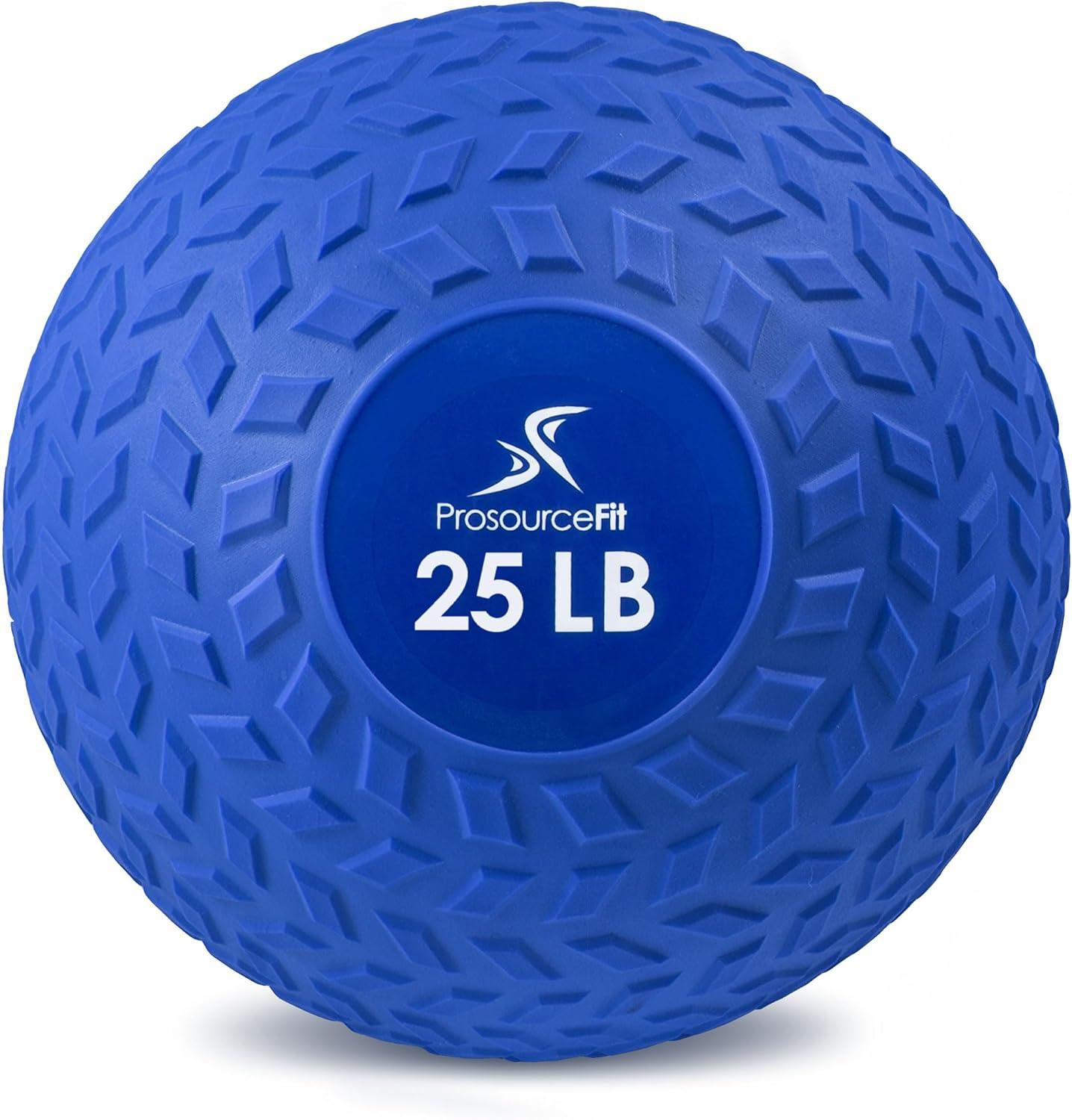 imageProsourceFit Slam Medicine Balls 5 10 15 20 25 30 50lbs Smooth and Tread Textured Grip Dead Weight Balls for Strength and Conditioning Exercises Cardio and Core WorkoutsBlue