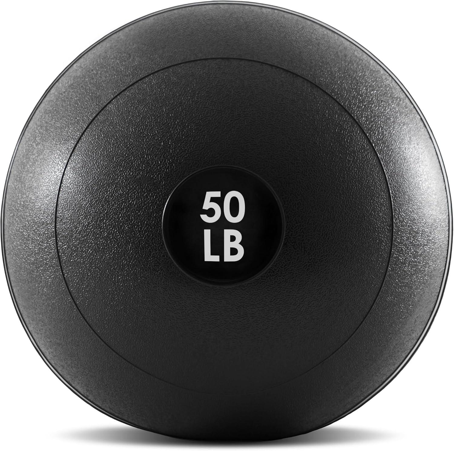 imageProsourceFit Slam Medicine Balls 5 10 15 20 25 30 50lbs Smooth and Tread Textured Grip Dead Weight Balls for Strength and Conditioning Exercises Cardio and Core WorkoutsClassic  Black