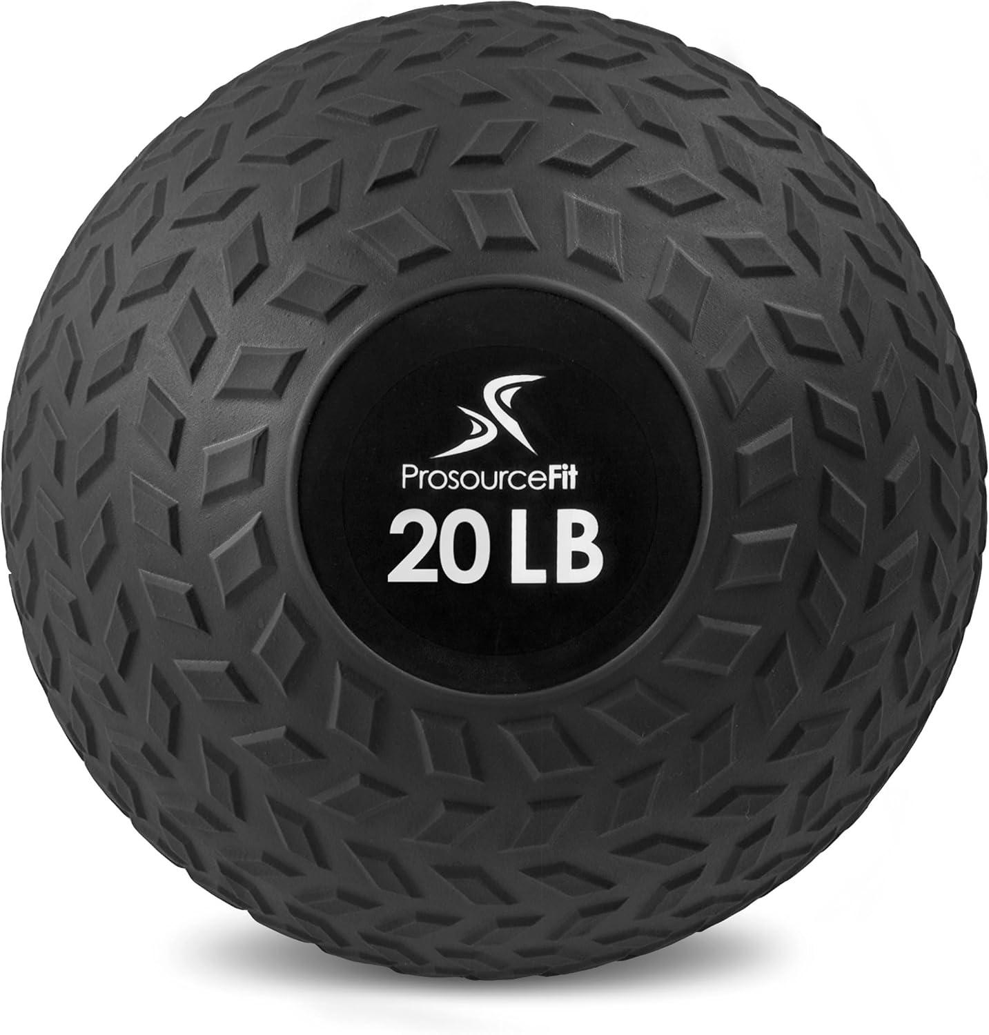 imageProsourceFit Slam Medicine Balls 5 10 15 20 25 30 50lbs Smooth and Tread Textured Grip Dead Weight Balls for Strength and Conditioning Exercises Cardio and Core WorkoutsTread  Black